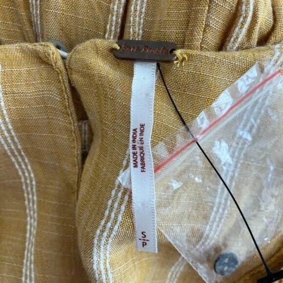 Free People Chambray Butterflies Midi Dress Mustard Striped - Picture 7 of 7